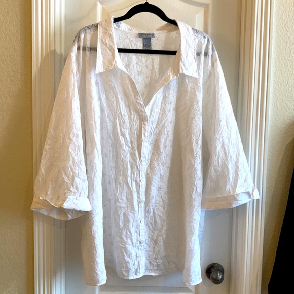 Catherines White button down top PLUS Size 5X - Picture 1 of 3